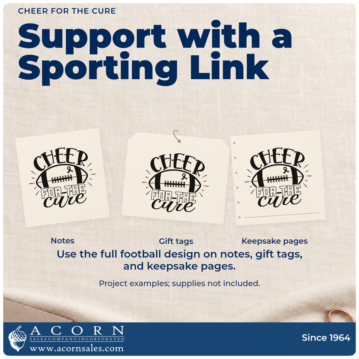 Three project examples made with the Cheer For The Cure Awareness Ribbon Stamp – Self-Inking, including concession stand tags.