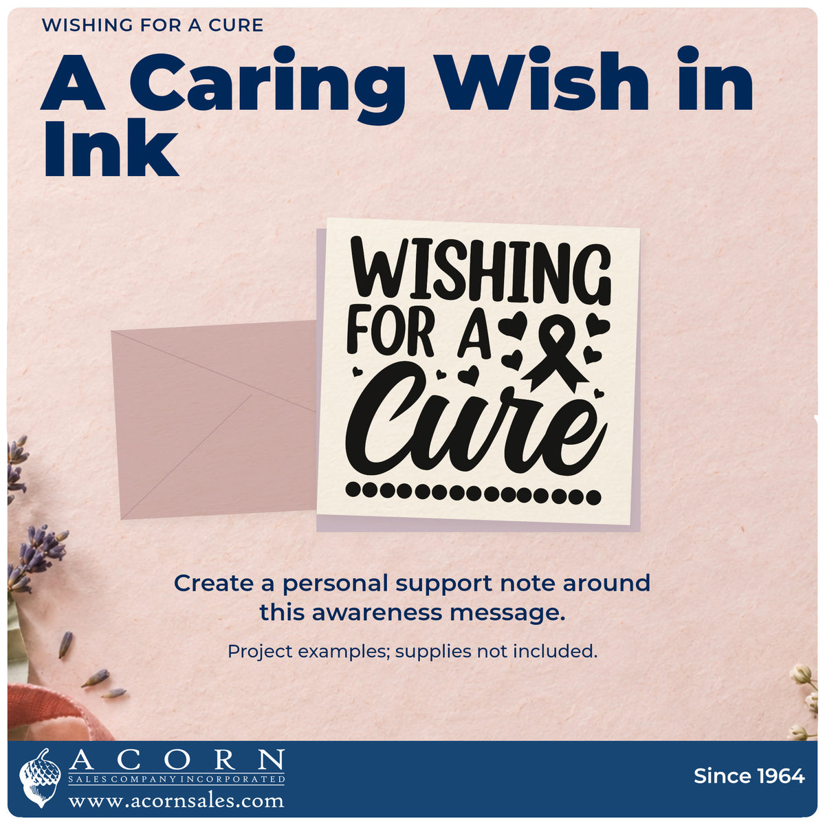 A finished handmade project stamped with the Wishing For A Cure Awareness Ribbon Hand Stamp – Duo, ideal for vigil programs.