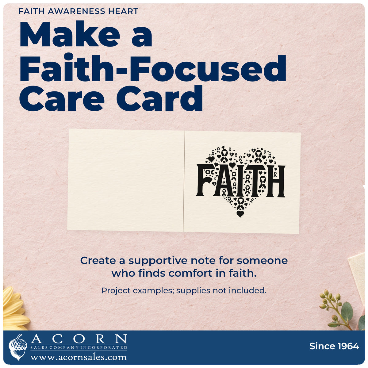 A finished handmade project stamped with the Faith Awareness Heart With Cross Pre-Inked Stamp – Slim, ideal for church awareness sunday.