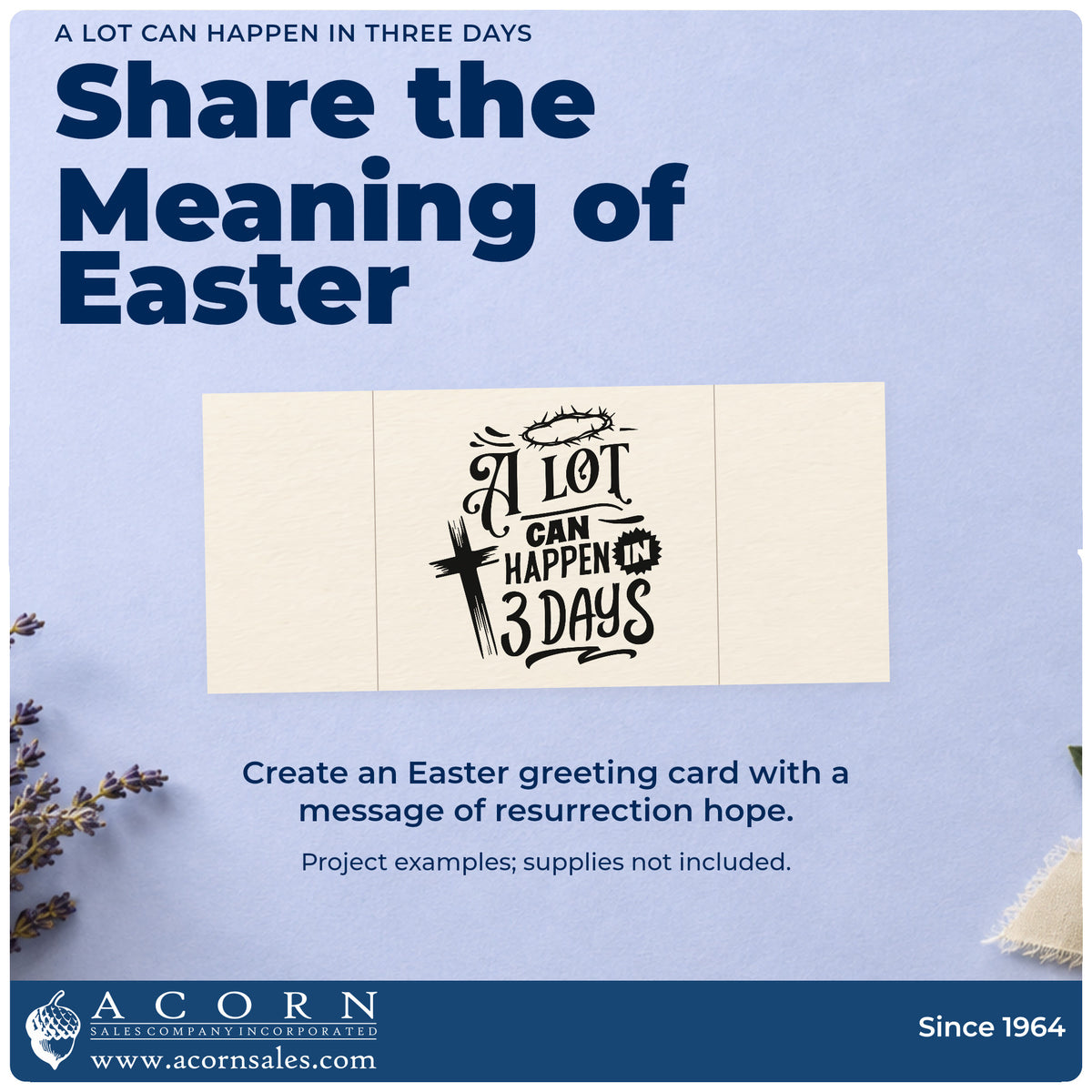 A finished handmade project stamped with the Wood Handle A Lot Can Happen In Three Days Crown Of Thorns Rubber Stamp, ideal for holy week programs.