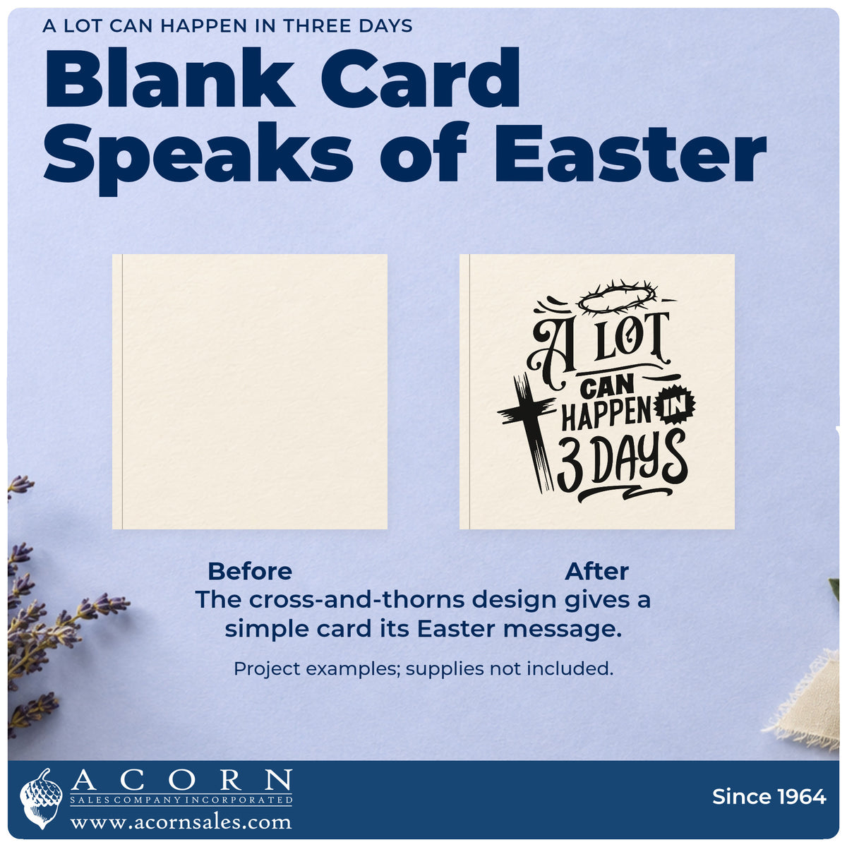 Before and after of a plain item finished with the A Lot Can Happen In Three Days Crown Of Thorns Stamp - Premium Vintage Pro Wooden, a quick upgrade for prayer journal headers.
