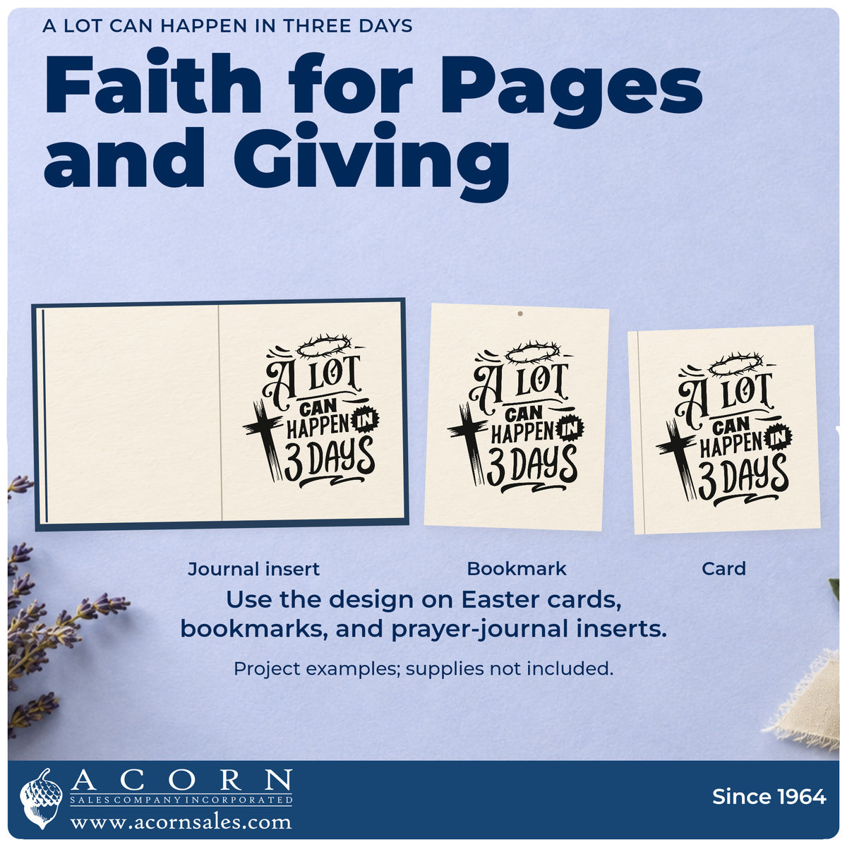 Three project examples made with the A Lot Can Happen In Three Days Crown Of Thorns Rubber Stamp – Duo Hand, including sunrise service pages.