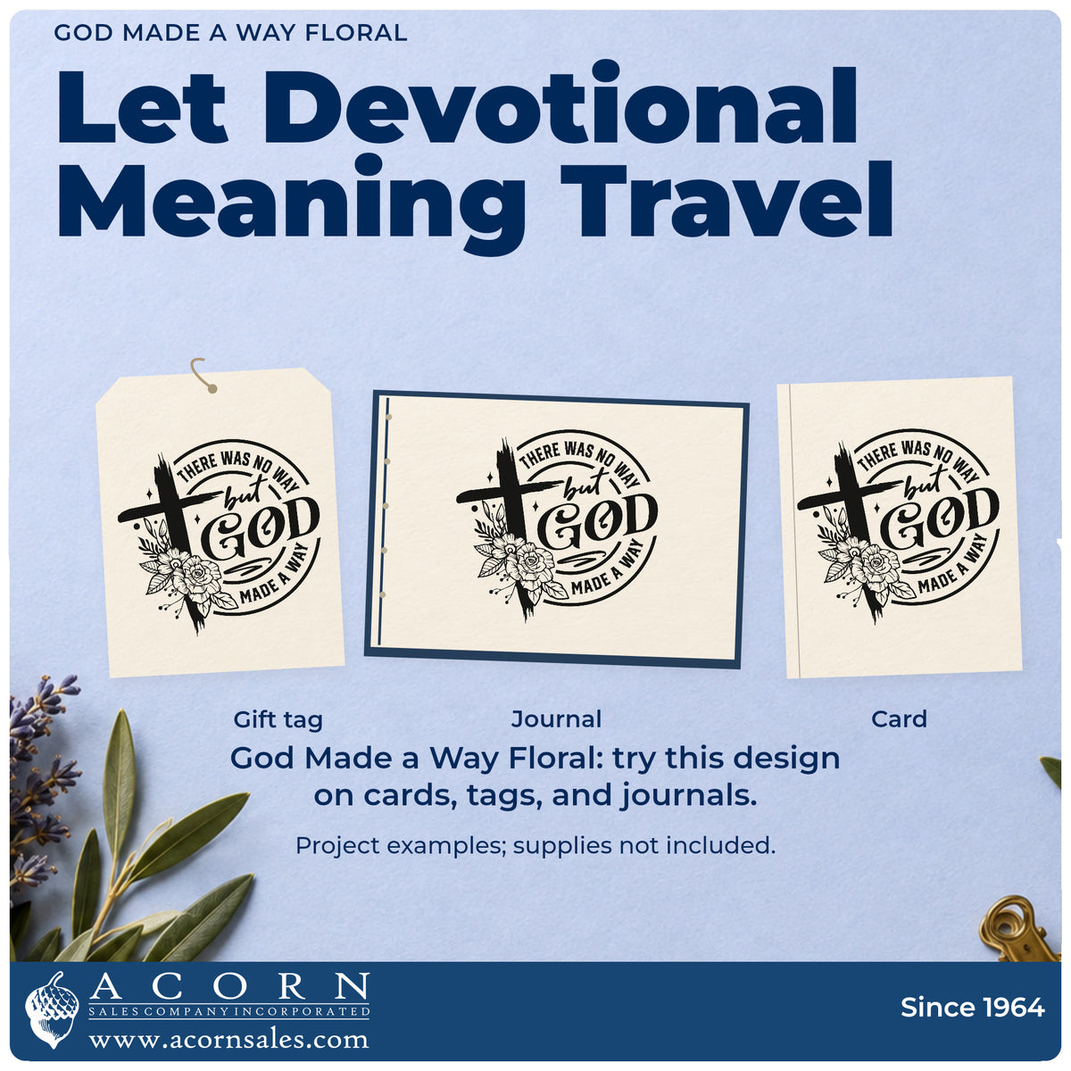 Three project examples made with the There Was No Way, But God Made A Way Premium Wooden Stamp - Vintage Pro, including adoption announcements.