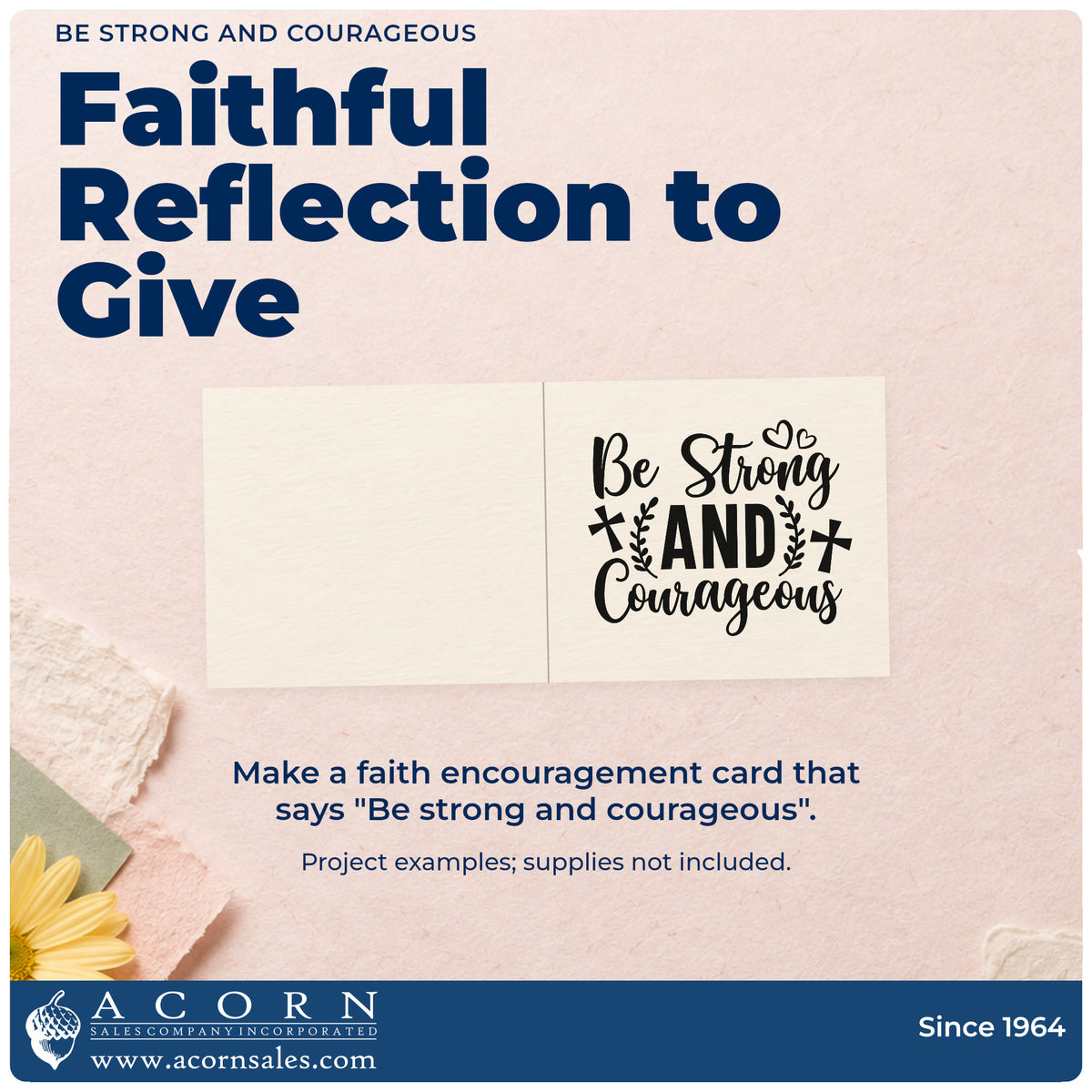 A finished handmade project stamped with the Be Strong And Courageous With Cross Hand Stamp – Duo, ideal for deployment send-offs.