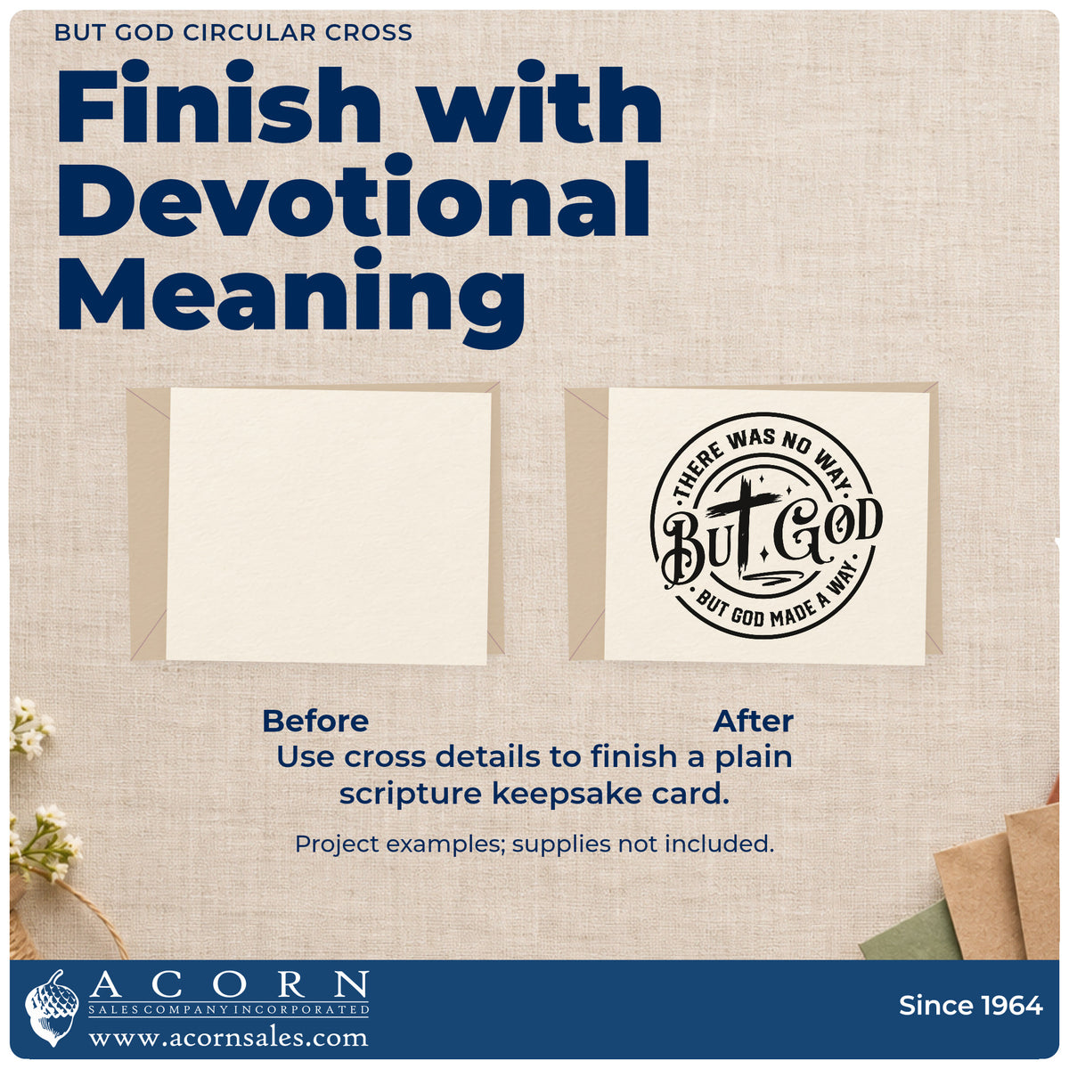 Before and after of a plain item finished with the There Was No Way, But God Made A Way With Cross Stamp – Self-Inking, a quick upgrade for planner answer dates.