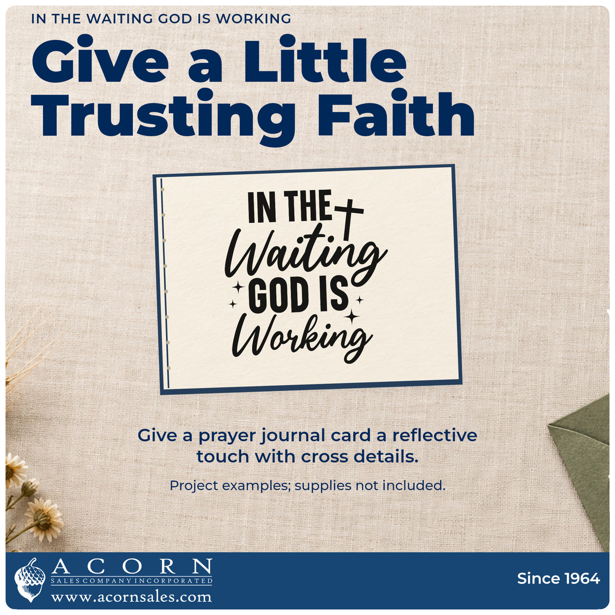 A finished handmade project stamped with the In The Waiting God Is Working Pre-Inked Stamp – PSI, ideal for fertility journey notes.