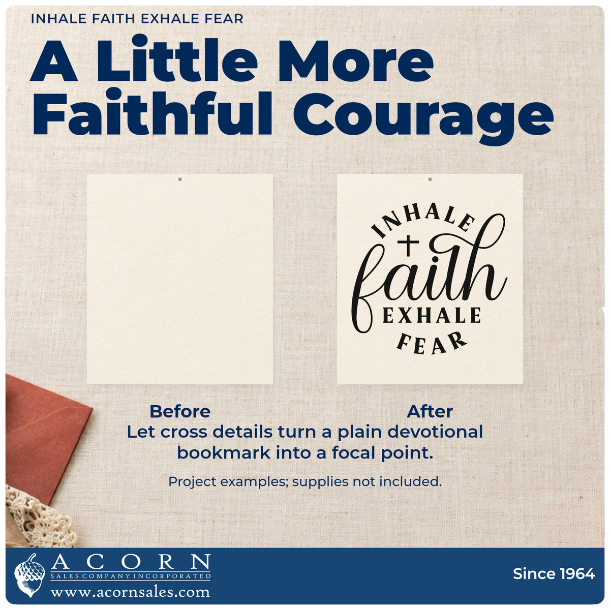 Inhale Faith, Exhale Fear With Cross Pre-Inked Stamp – Slim adding the finishing touch to handmade gifts and packaging.