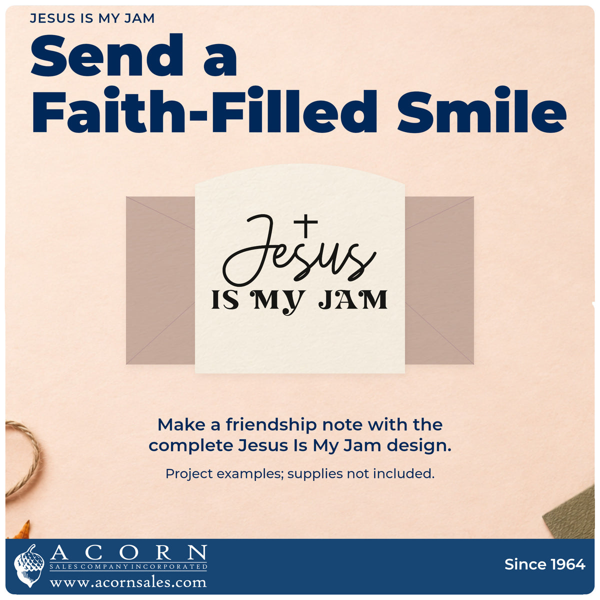 A finished handmade project stamped with the Jesus Is My Jam With Cross Slim Pre-Inked Stamp, ideal for youth group tees.