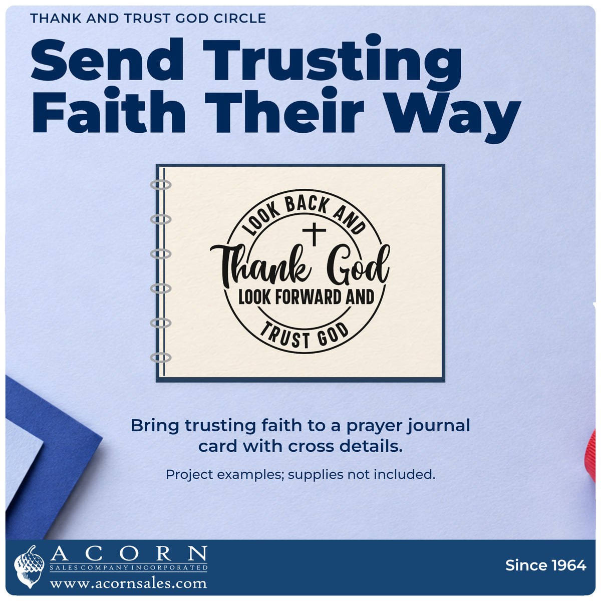 A finished handmade project stamped with the Look Back And Thank God, Look Forward And Trust God Premium Wooden Stamp - Vintage Pro, ideal for birthday gift tags.