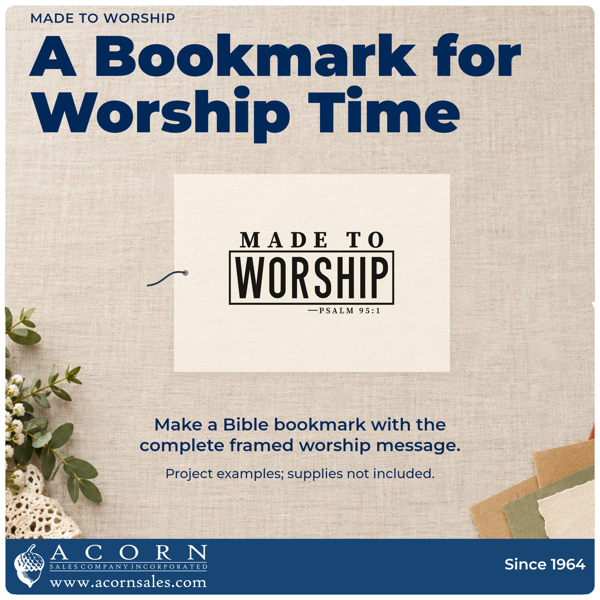 A finished handmade project stamped with the Made To Worship Frame Accent Rubber Stamp – Wood Handle, ideal for choir robe tags.