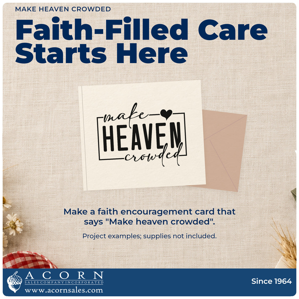 A finished handmade project stamped with the Make Heaven Crowded Pre-Inked Stamp – PSI, ideal for mission trip tees.