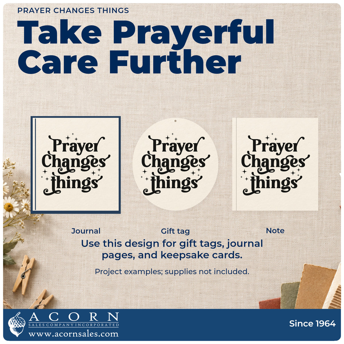 Three project examples made with the Prayer Changes Things Pre-Inked Stamp – PSI, including scrapbook answer pages.
