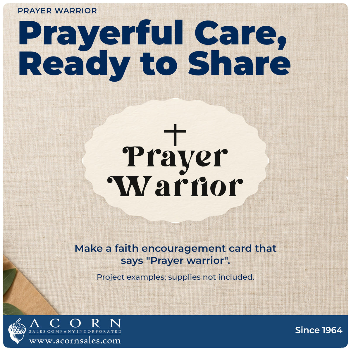 A finished handmade project stamped with the Prayer Warrior With Cross Wood-Mounted Rubber Stamp, ideal for grandmother gifts.