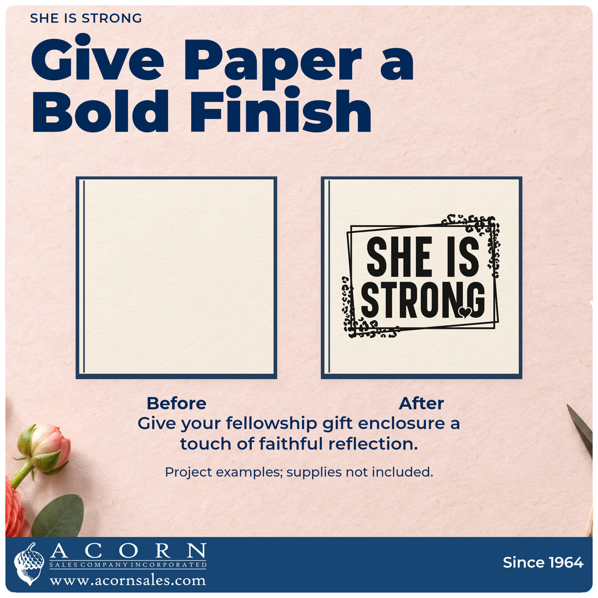 She Is Strong Stamp – PSI Pre-Inked adding the finishing touch to handmade gifts and packaging.