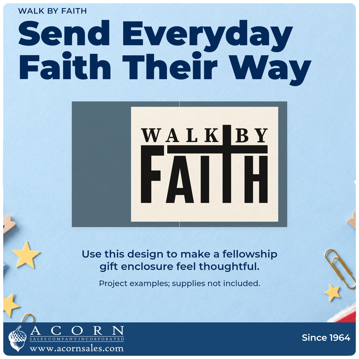 A finished handmade project stamped with the Pre-Inked Walk By Faith With Cross Stamp – PSI, ideal for charity race tees.