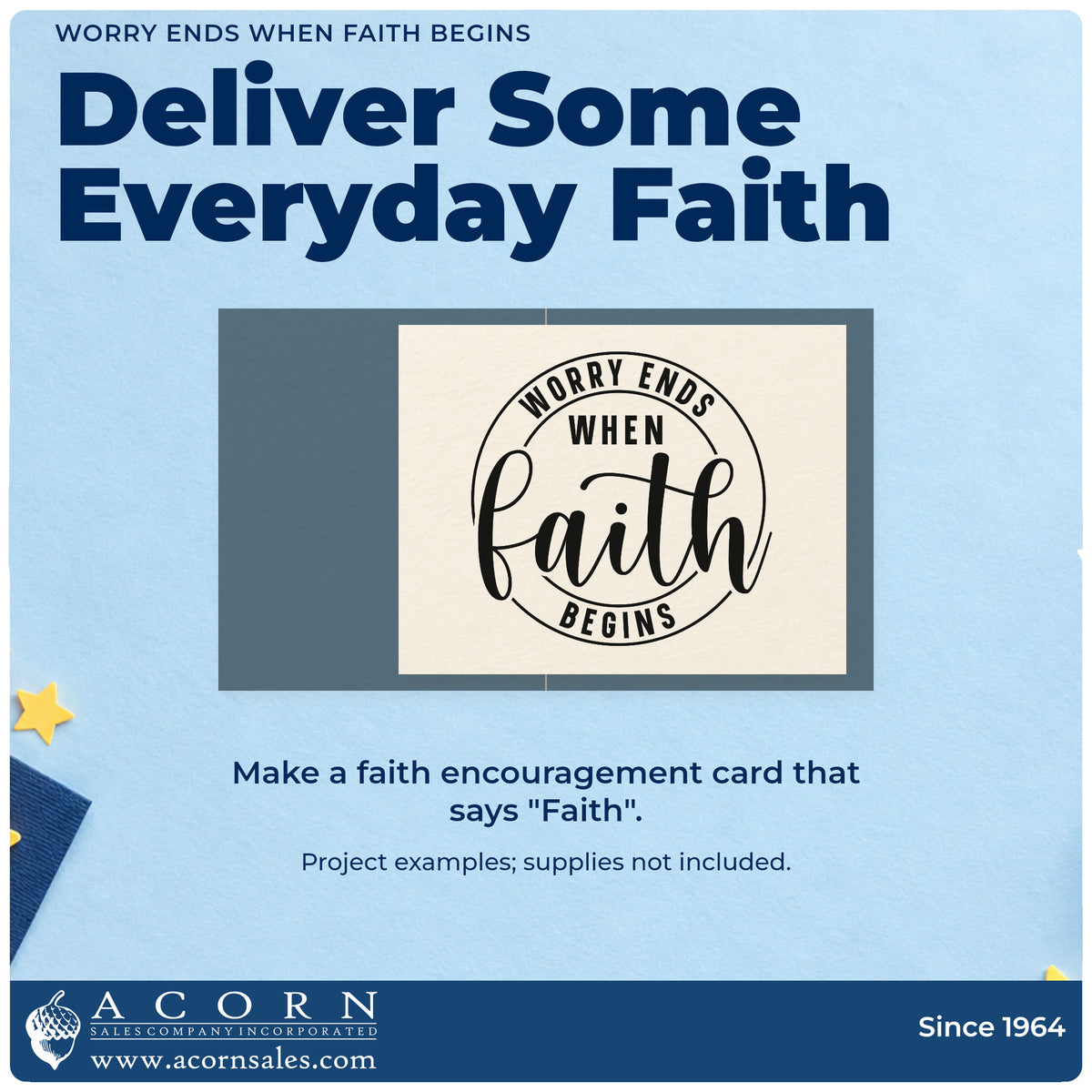 A finished handmade project stamped with the Worry Ends When Faith Begins Circular Layout Stamp – Self-Inking, ideal for test day notes.