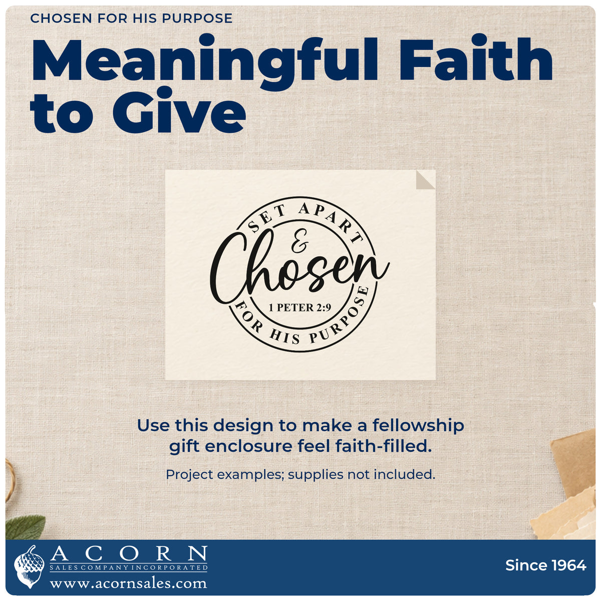 A finished handmade project stamped with the Chosen For His Purpose Circle Stamp – Wood Handle, ideal for ordination gifts.