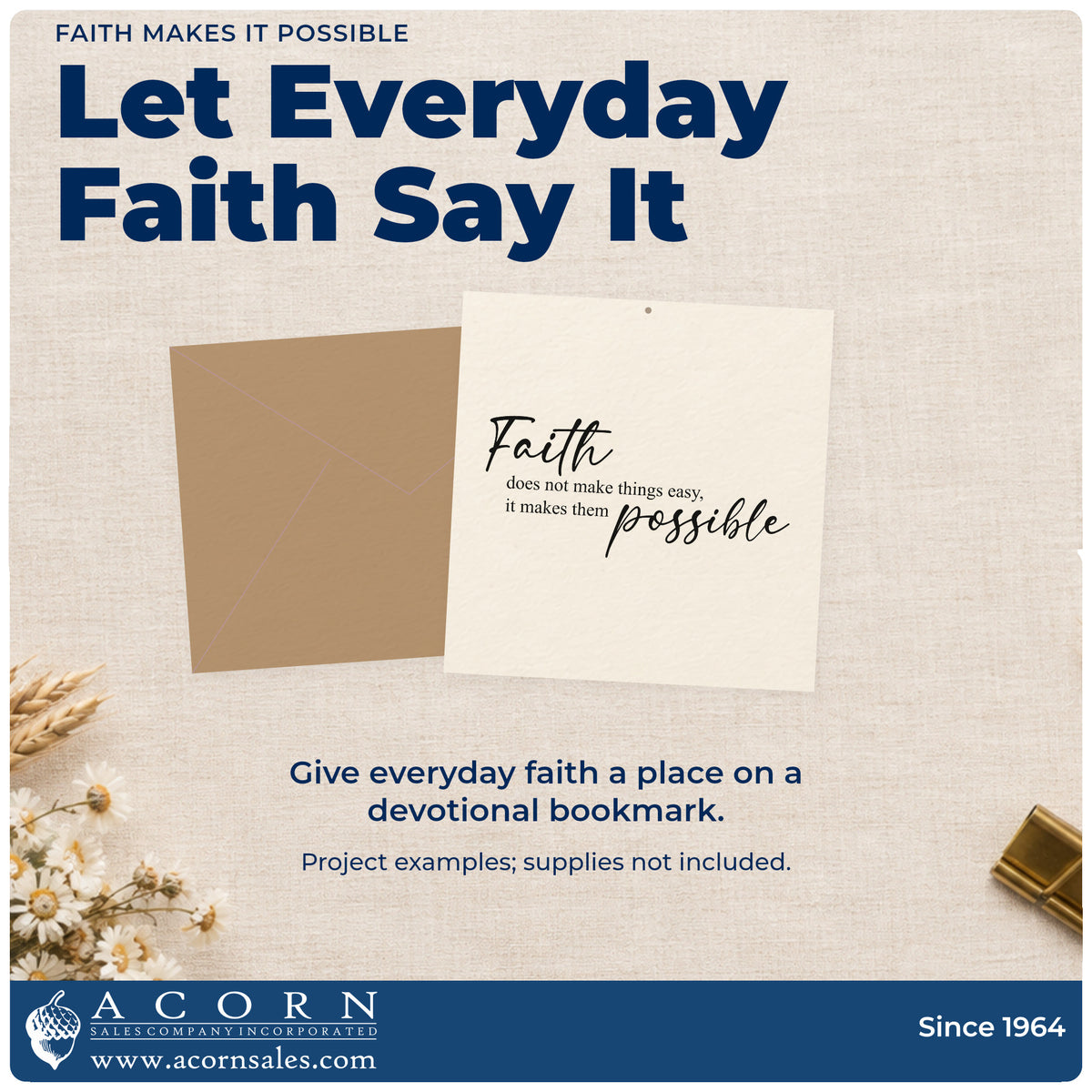 A finished handmade project stamped with the Faith Makes Things Possible Script Lettering Rubber Stamp – Duo Hand, ideal for rehab milestone notes.