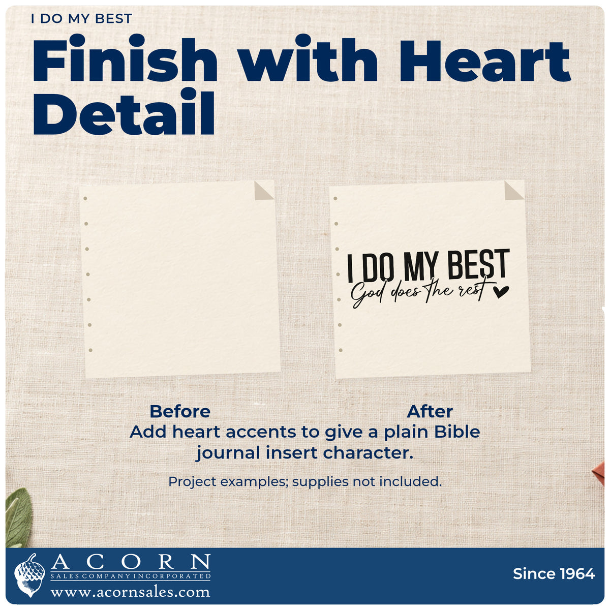 Before and after of a plain item finished with the I Do My Best With Hearts Stamp - Premium Vintage Pro Wooden, a quick upgrade for teacher gift tags.