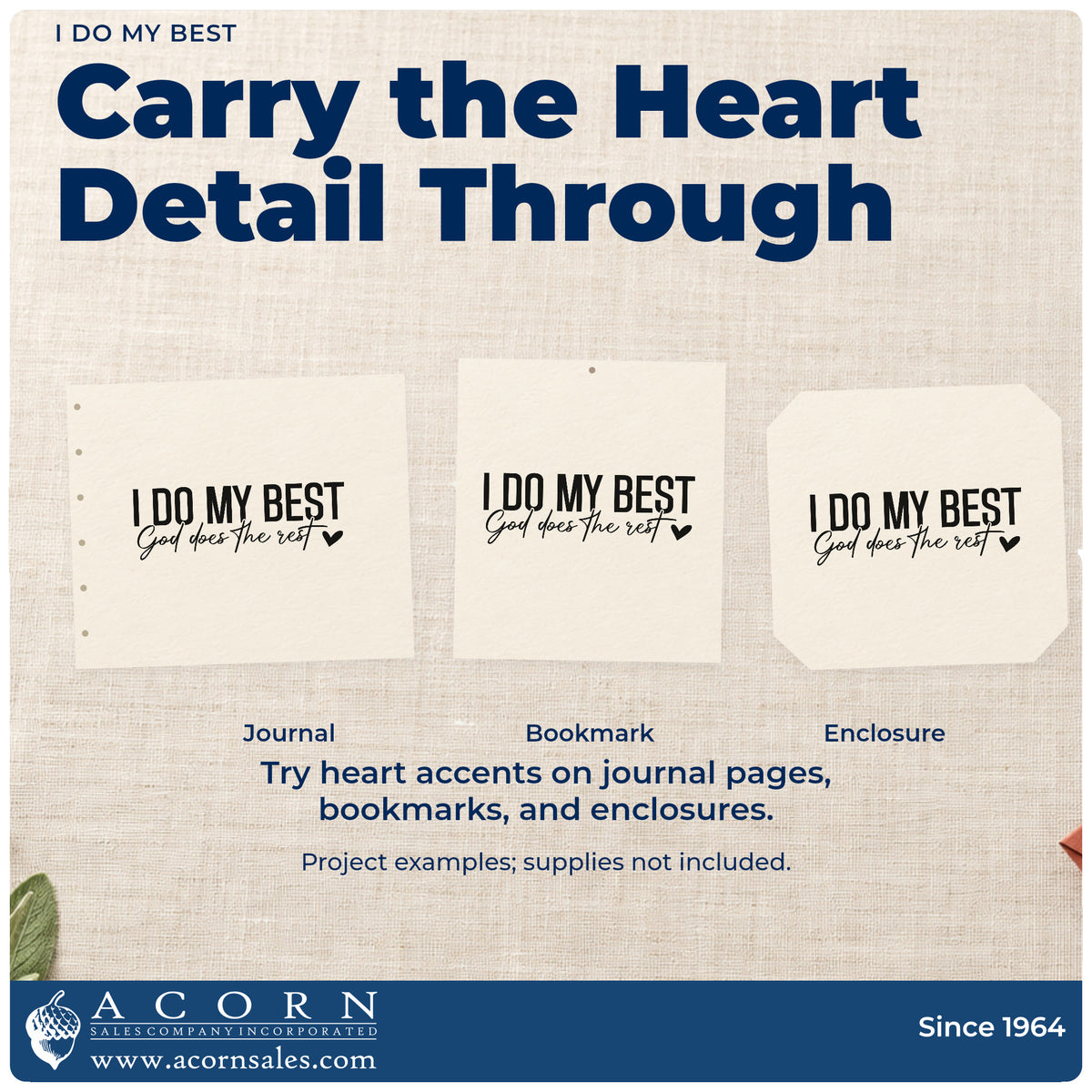 Three project examples made with the I Do My Best With Hearts Self-Inking Stamp, including real life pages.