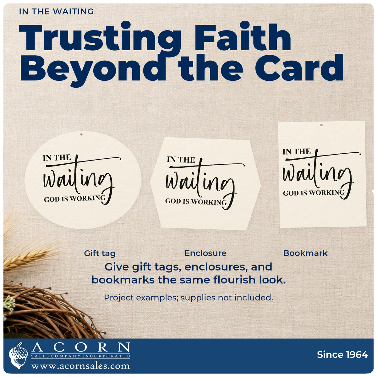More project ideas and possibilities using the In The Waiting God Is Working Flourished Lettering Stamp – Self-Inking.