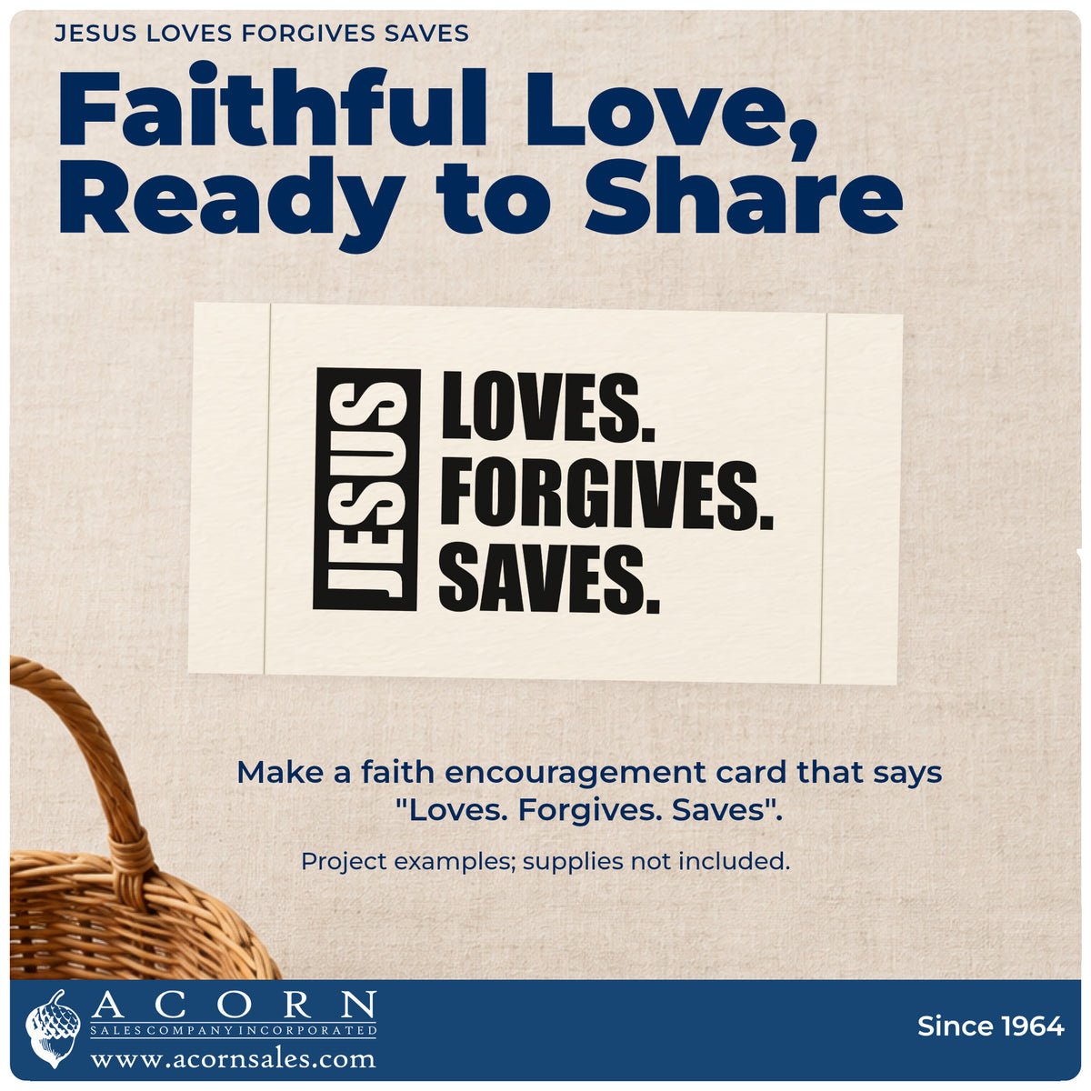 A finished handmade project stamped with the Jesus Loves Forgives Saves Frame Accent Hand Stamp – Duo, ideal for baptism gifts.