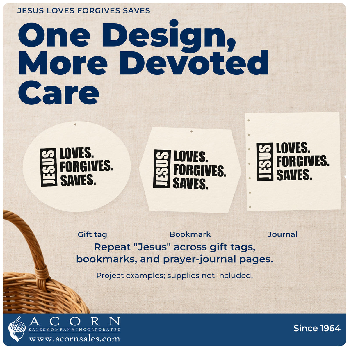 Three project examples made with the Jesus Loves Forgives Saves Frame Accent Rubber Stamp – Wood Handle, including faith milestone pages.