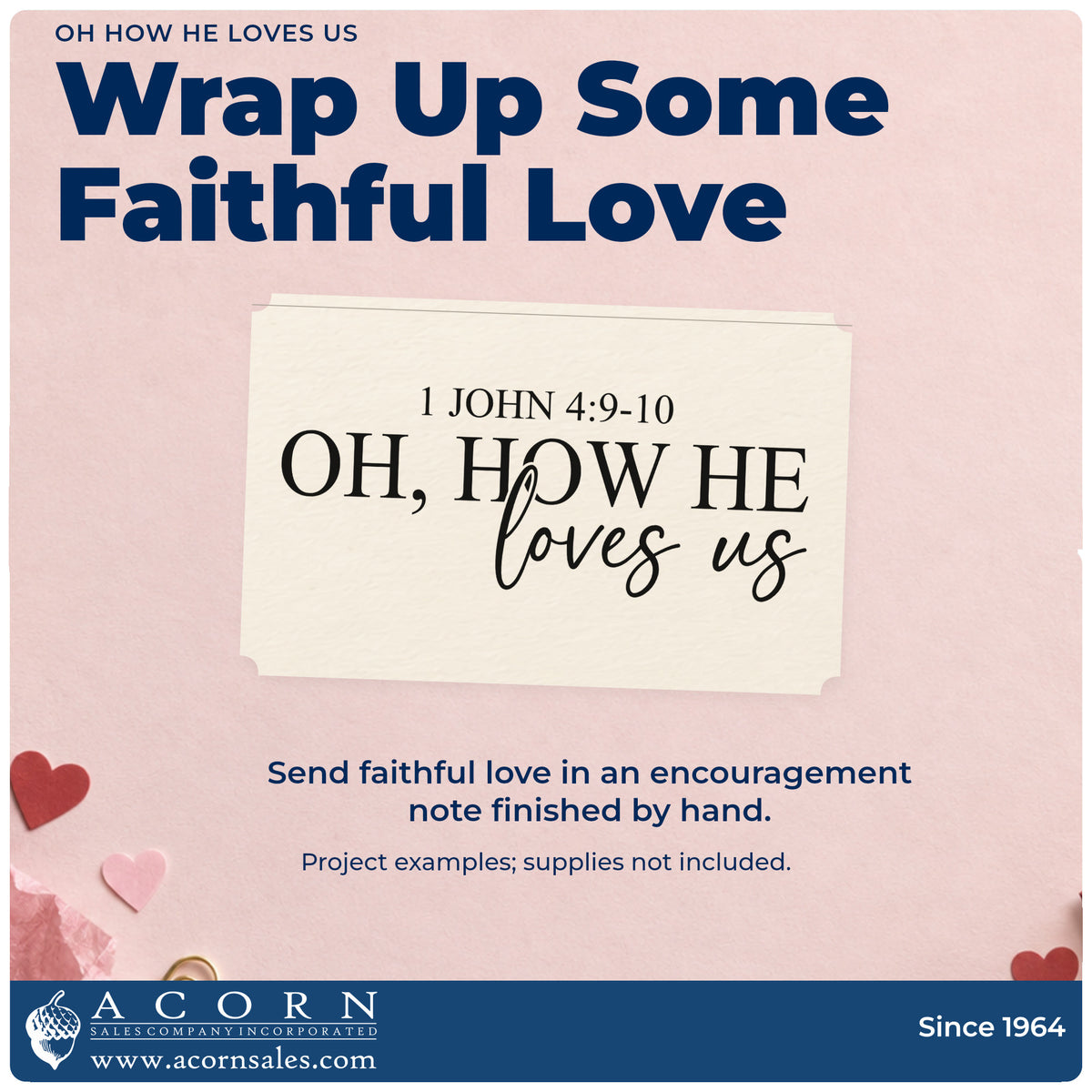 A finished handmade project stamped with the Oh, How He Loves Us Serif Lettering Stamp – Self-Inking, ideal for worship night flyers.