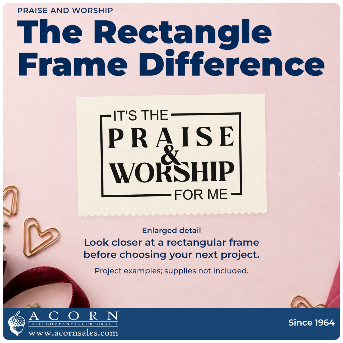Enlarged detail of the It's The Praise & Worship For Me Premium Wood-Mounted Stamp - Vintage Pro imprint. A rectangular outline frames "It's the praise & worship for me" in mixed lettering.
