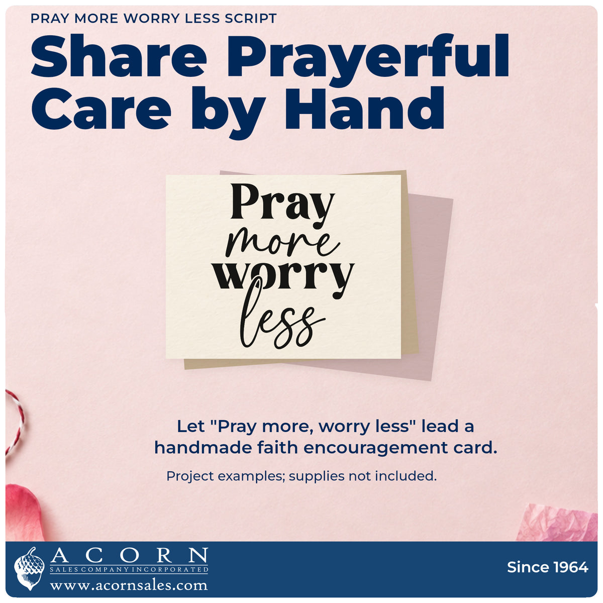 A finished handmade project stamped with the Premium Wooden Pray More, Worry Less Stamp - Vintage Pro, ideal for kitchen wall art.