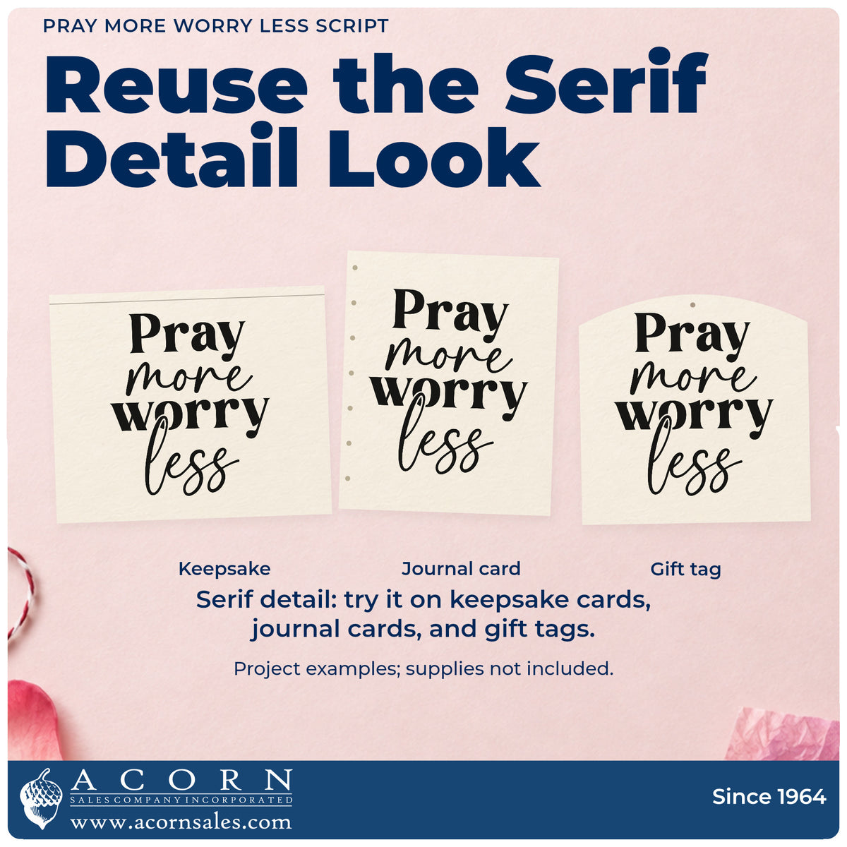 Three project examples made with the Premium Wooden Pray More, Worry Less Stamp - Vintage Pro, including calm season pages.