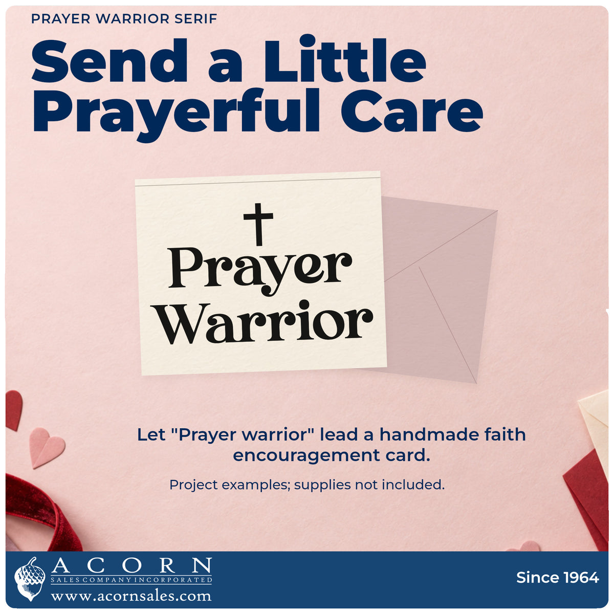 A finished handmade project stamped with the Prayer Warrior Wood-Mounted Rubber Stamp, ideal for church honor gifts.