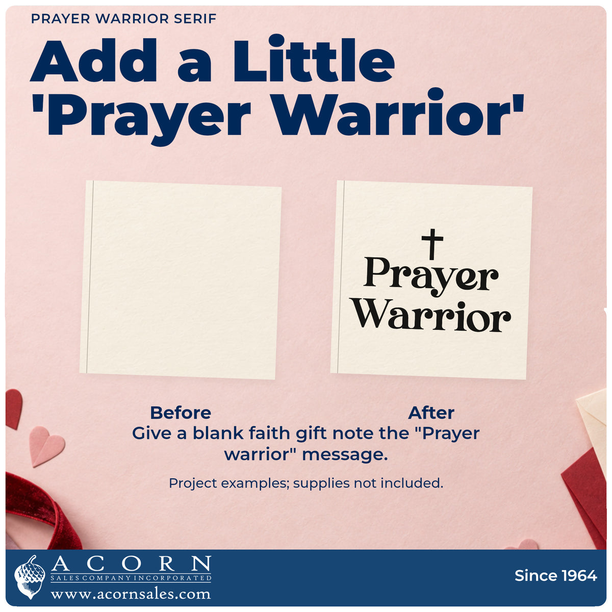 Before and after of a plain item finished with the Prayer Warrior Stamp - Premium Vintage Pro Wooden, a quick upgrade for intercessor thank-yous.