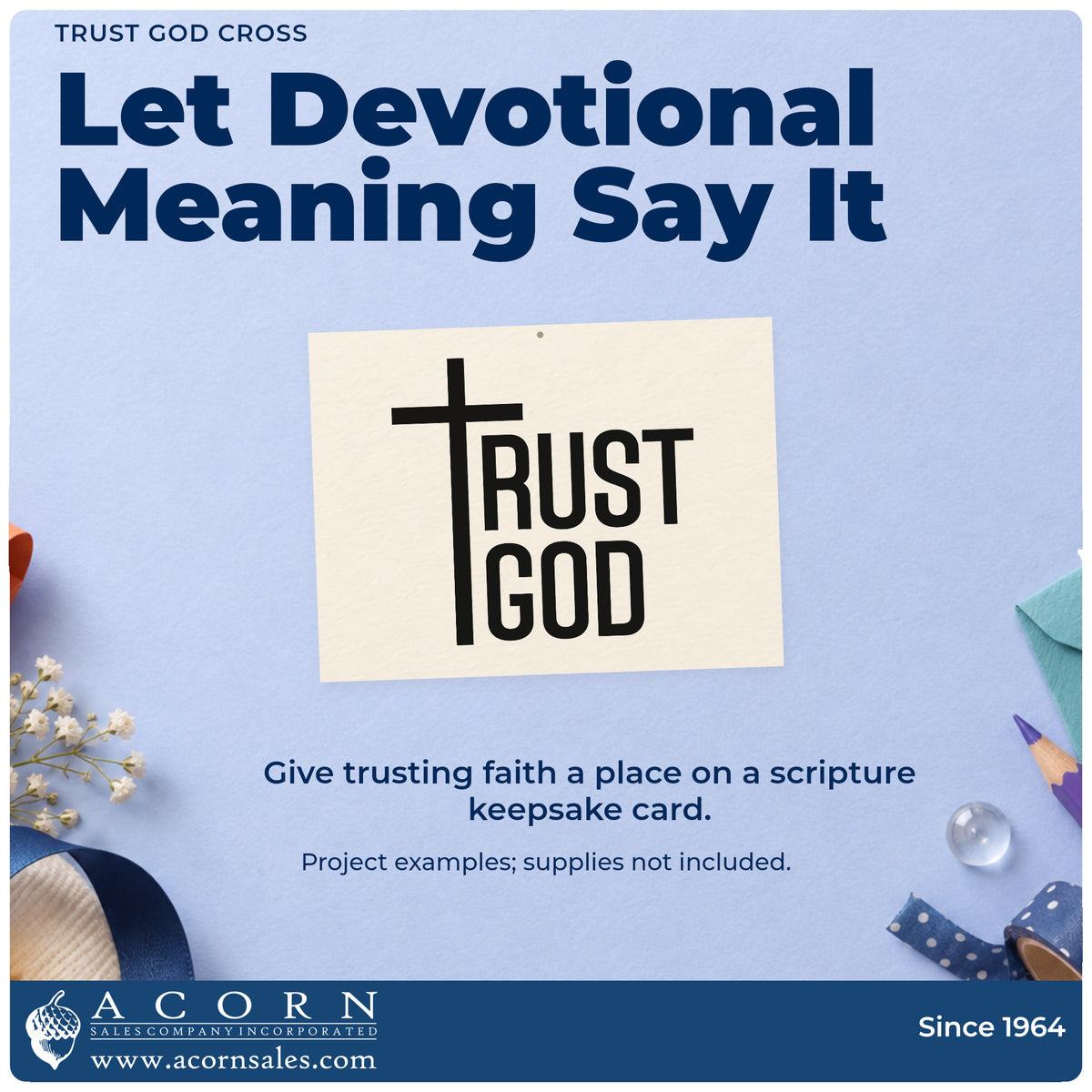 A finished handmade project stamped with the Trust God Stamp – Self-Inking, ideal for graduation gifts.