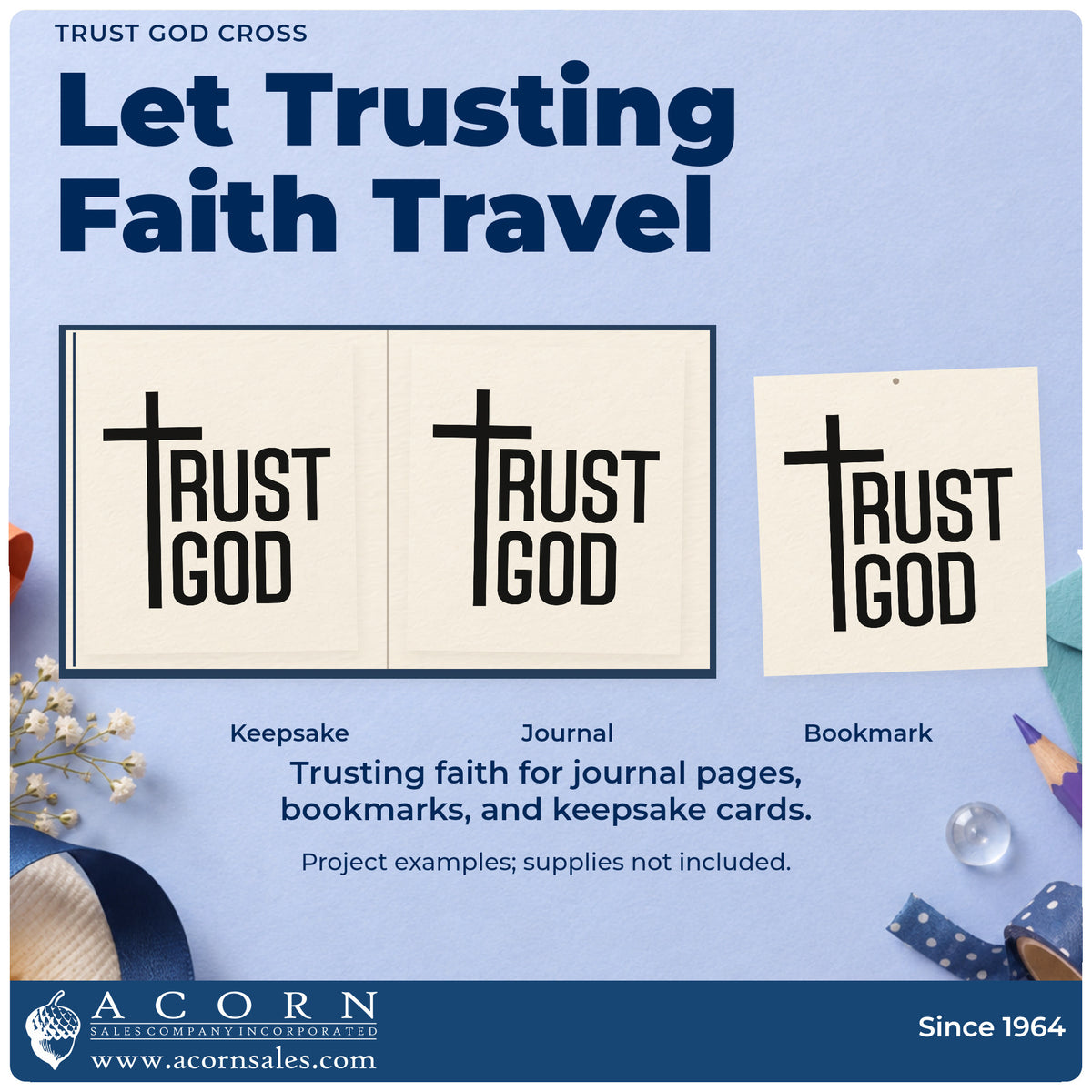 Three project examples made with the Trust God Stamp – Self-Inking, including big decision pages.