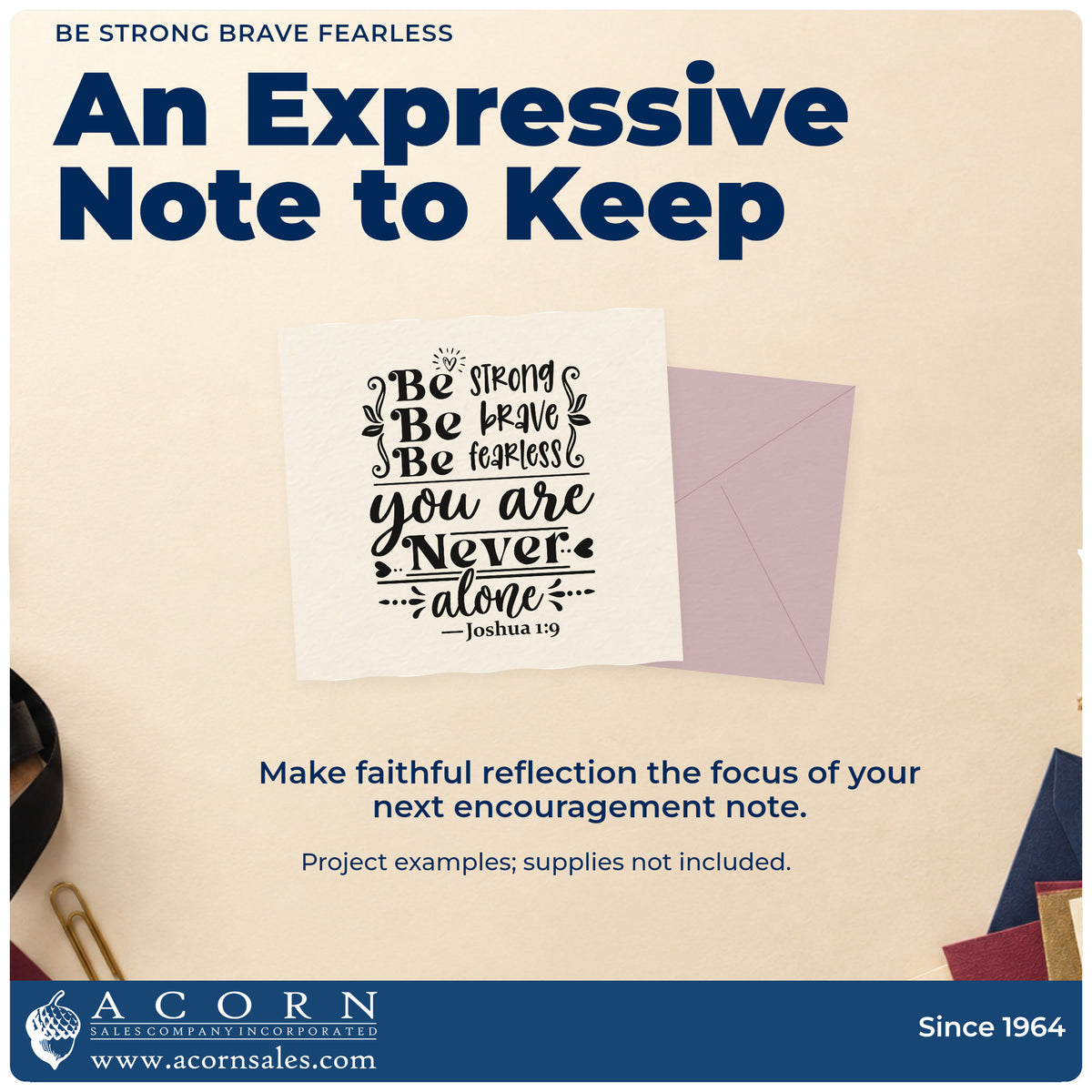A finished handmade project stamped with the Be Strong Brave Fearless Stamp – Self-Inking, ideal for first day notes.