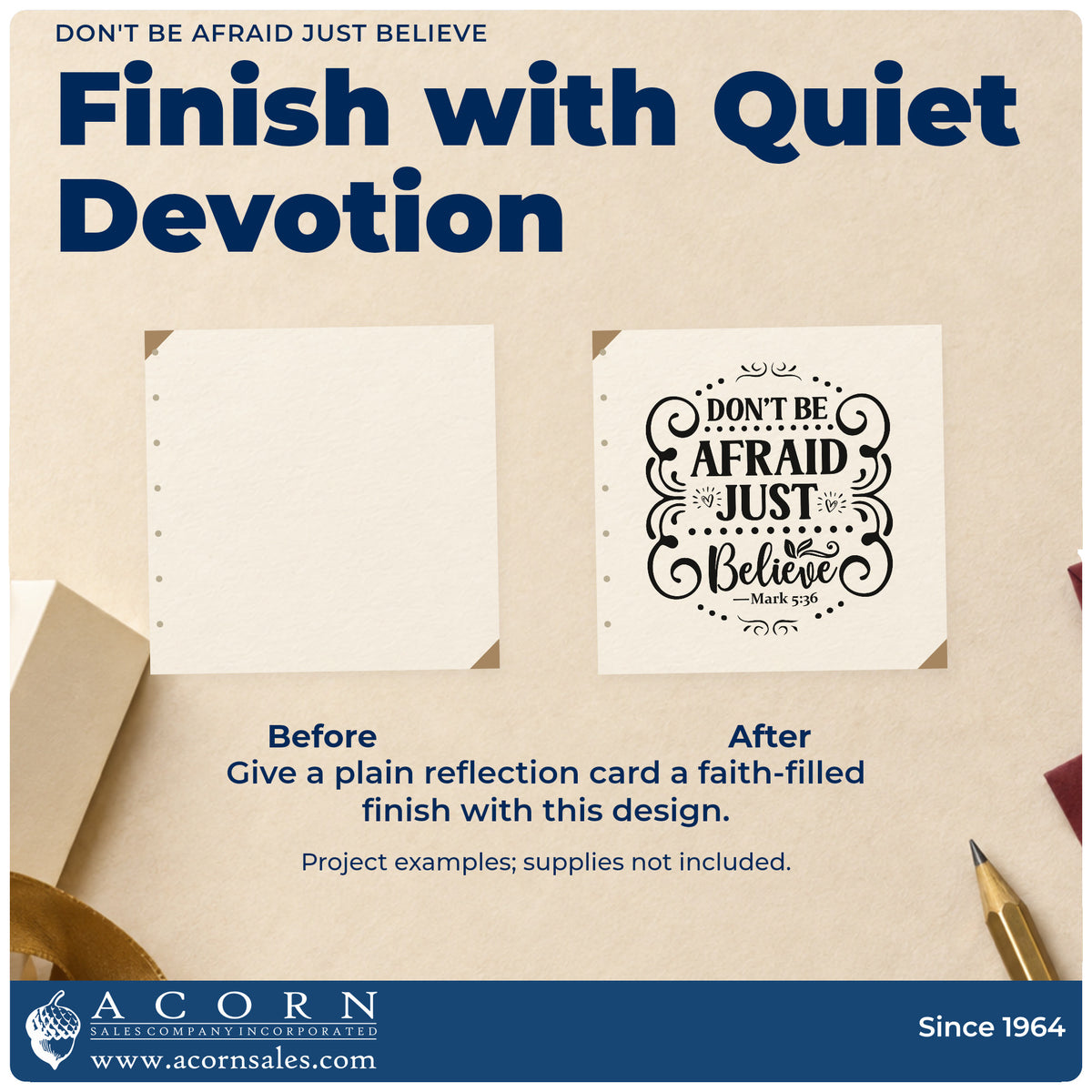 Don't Be Afraid Just Believe Stamp – PSI Pre-Inked adding the finishing touch to handmade gifts and packaging.