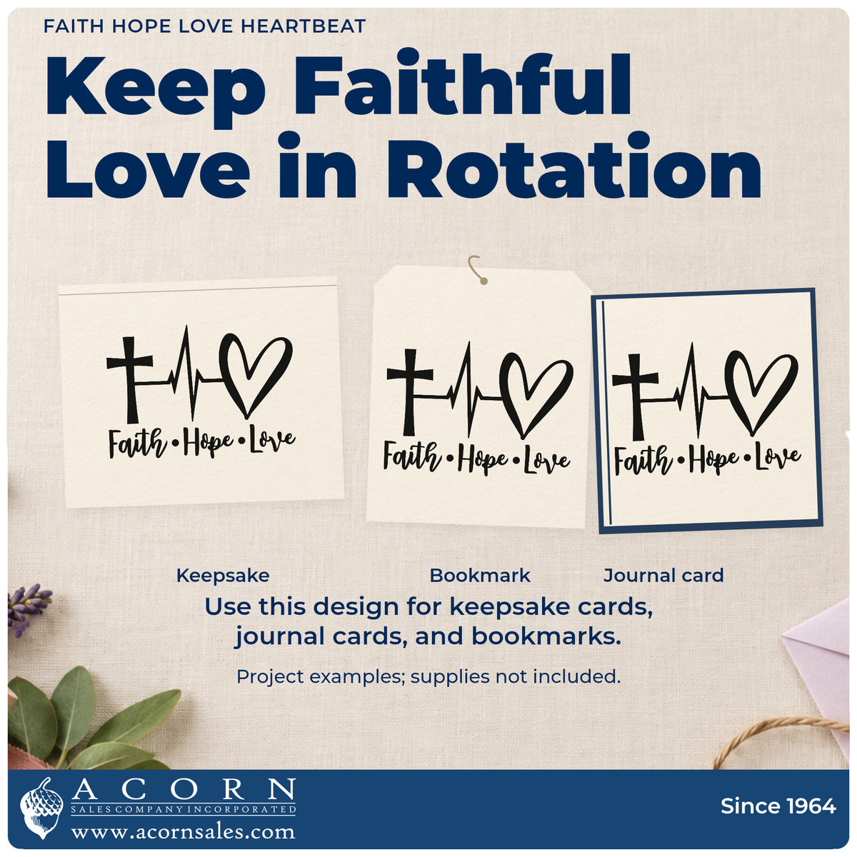 More project ideas and possibilities using the Faith Hope Love Heartbeat Pre-Inked Stamp – PSI.