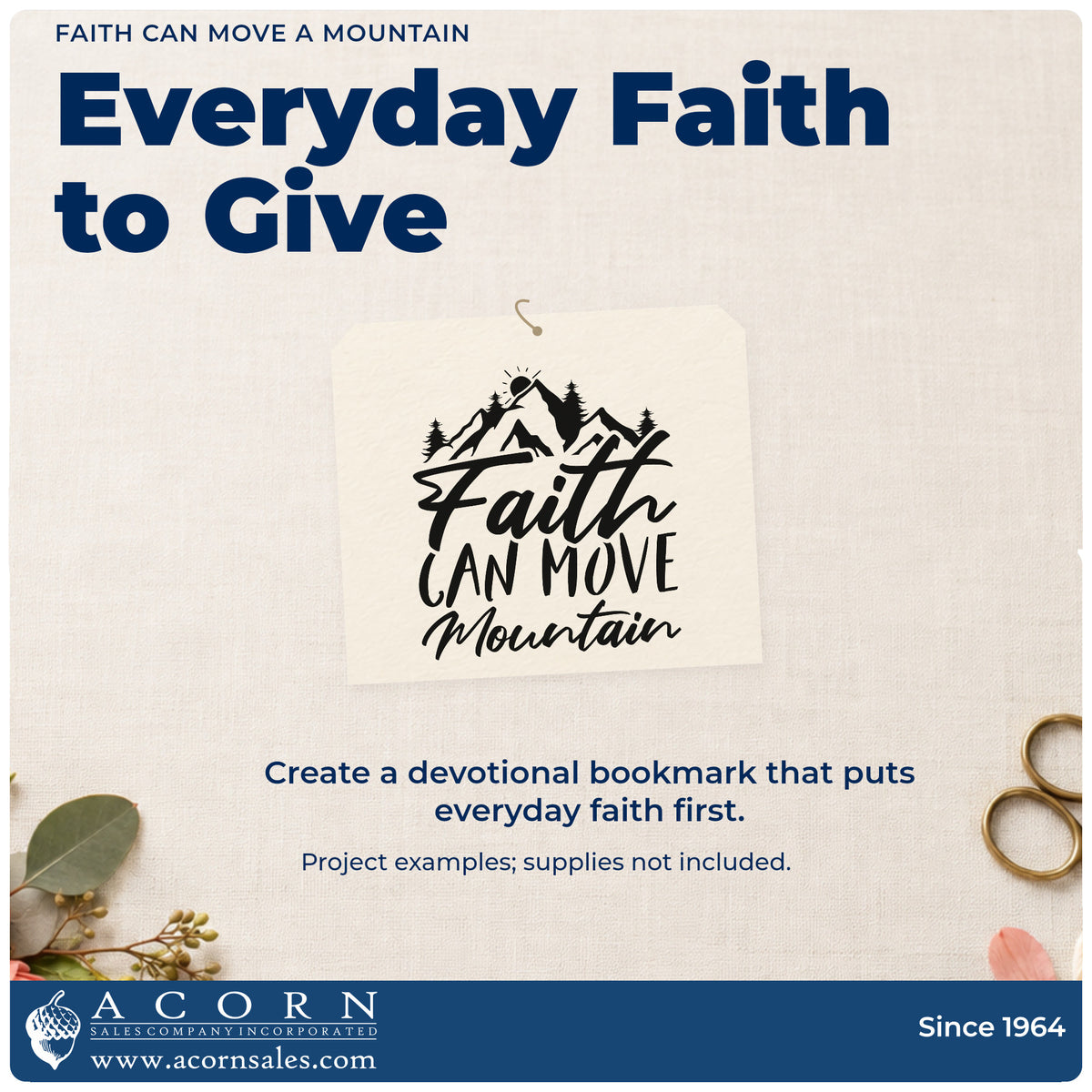A finished handmade project stamped with the Faith Can Move Mountain Stamp - Premium Vintage Pro Wooden, ideal for camping trip tags.