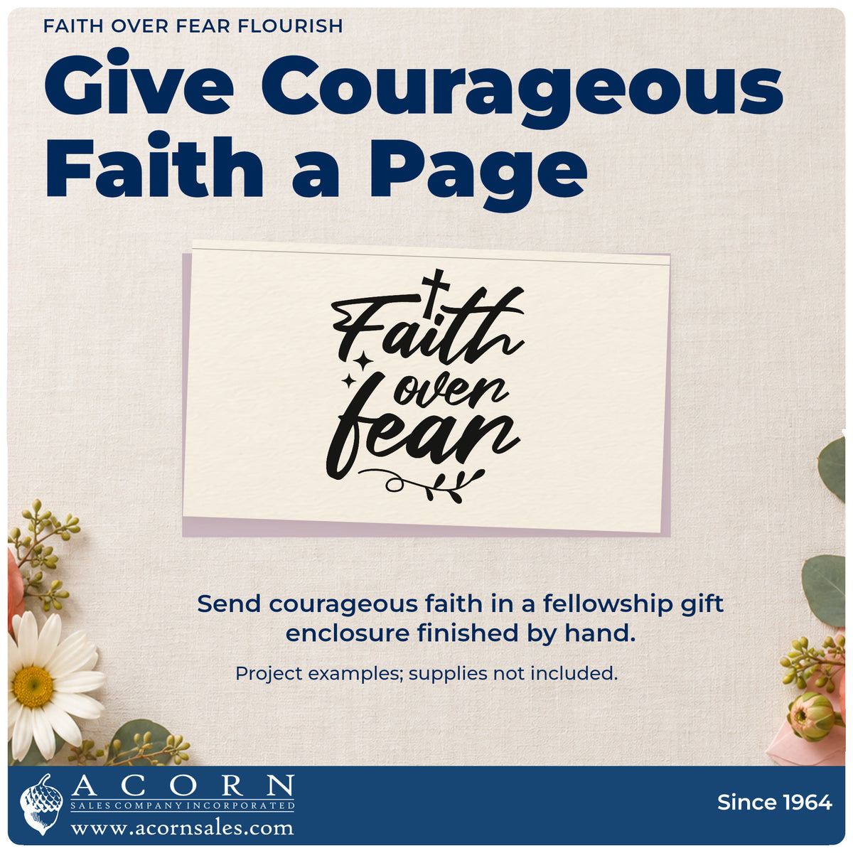 A finished handmade project stamped with the Premium Wooden Faith Over Fear Stamp - Vintage Pro, ideal for surgery care tags.