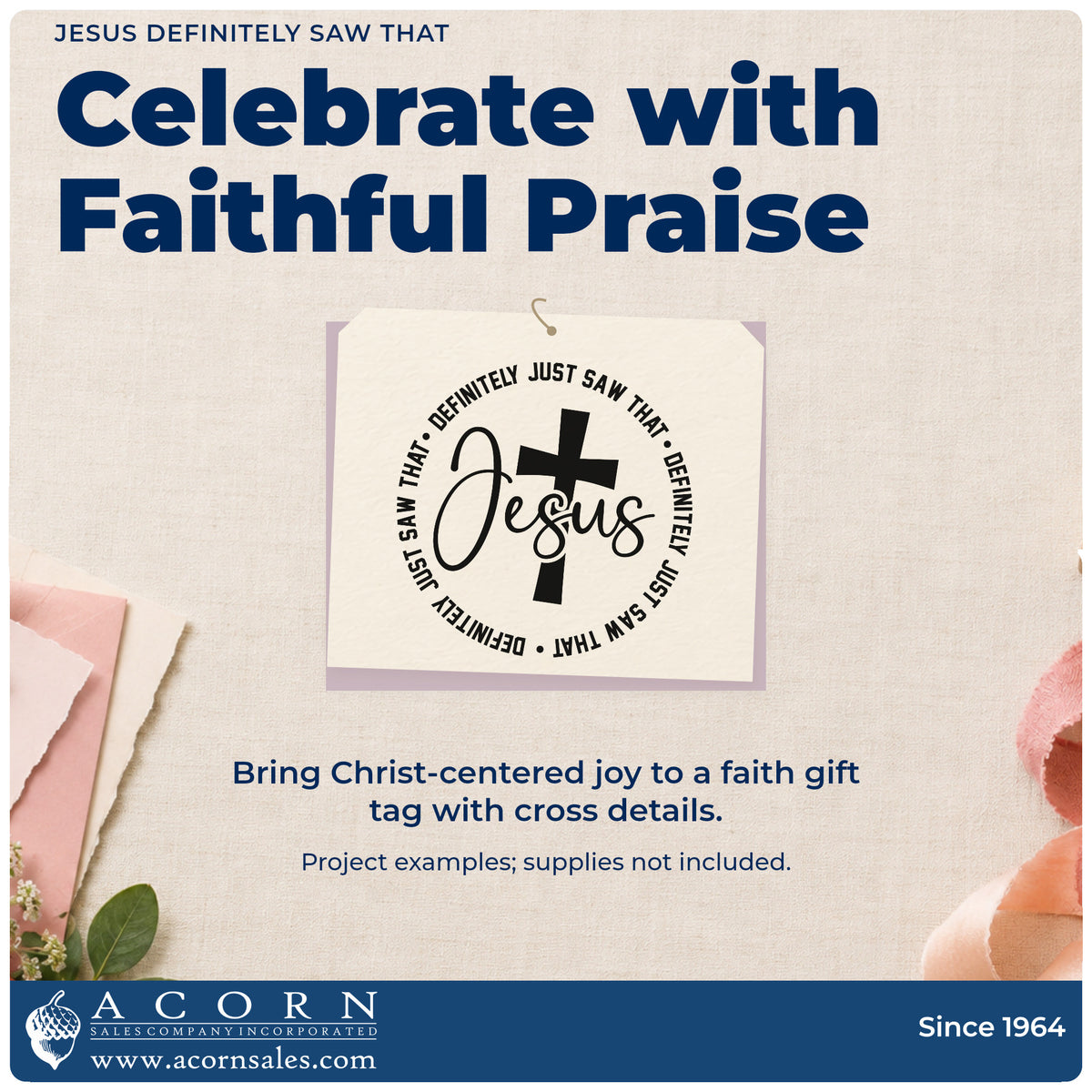 A finished handmade project stamped with the Jesus Definitely Saw That With Cross Stamp - Premium Vintage Pro Wooden, ideal for teen humor gifts.