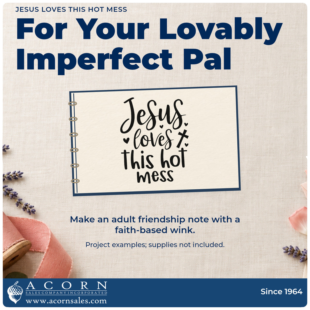 A finished handmade project stamped with the Self-Inking Jesus Loves This Hot Mess Stamp, ideal for new mom gifts.