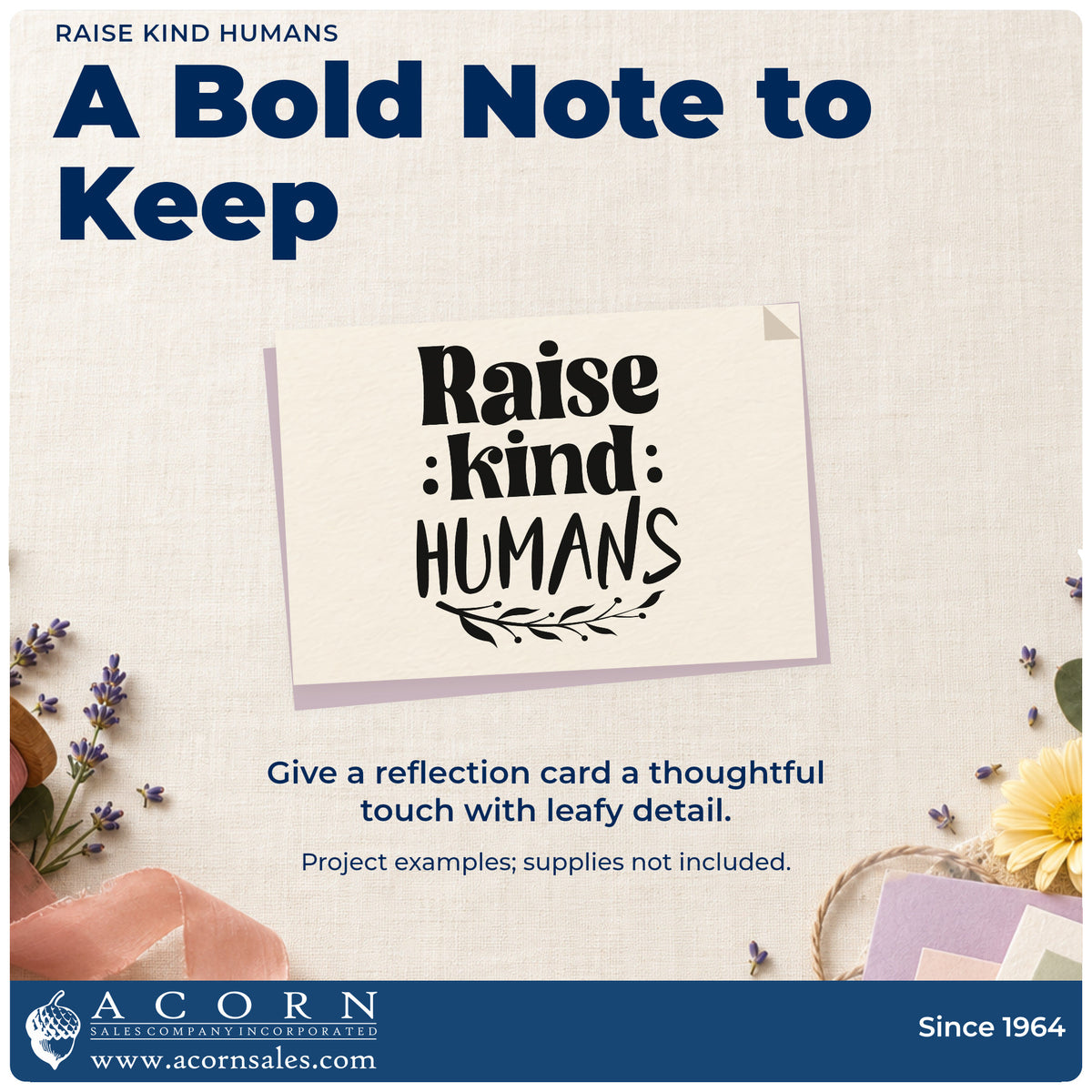 Finished handmade project created with the Raise Kind Humans Leaf Accents Stamp – Self-Inking.