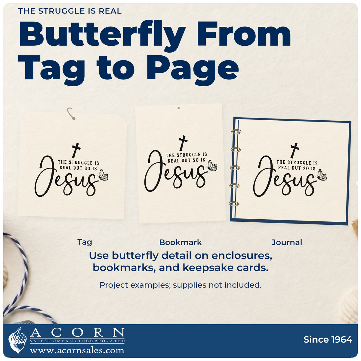 Three project examples made with the Premium Wooden The Struggle Is Real But So Is Jesus Stamp - Vintage Pro, including rough year pages.