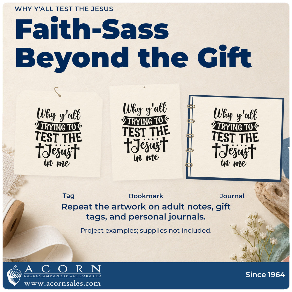 Three project examples made with the Why Y'all Trying To Test The Jesus In Me Premium Wooden Stamp - Vintage Pro, including real talk pages.