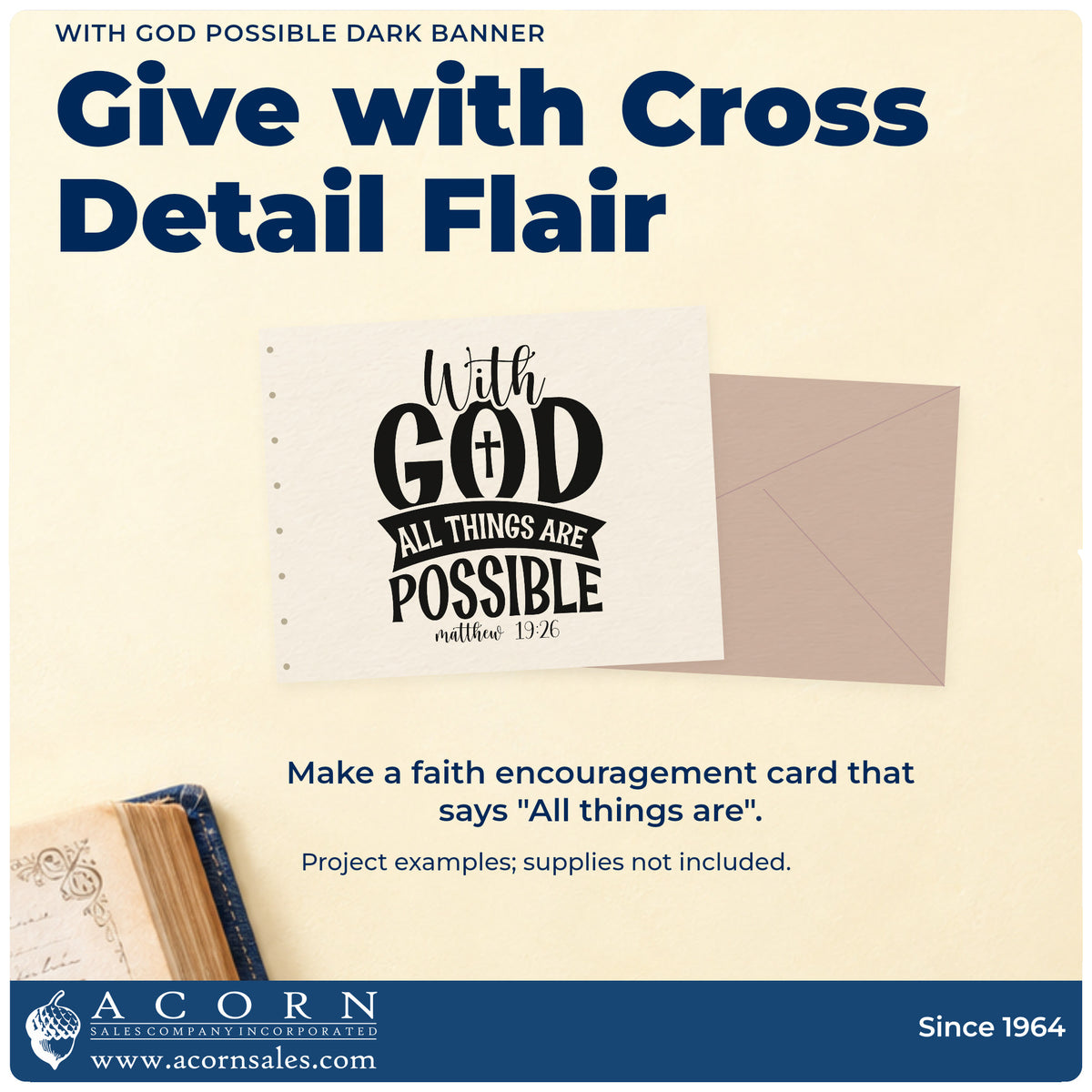 Finished handmade project created with the With God All Things Are Possible Solid Banner With Cross Rubber Stamp – Duo Hand.