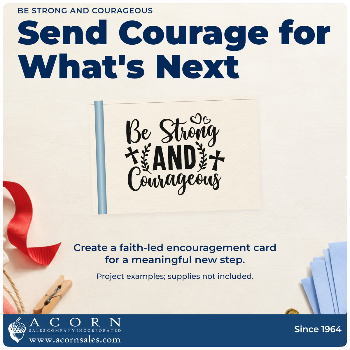A finished handmade project stamped with the Be Strong And Courageous Stamp – Self-Inking, ideal for boot camp letters.