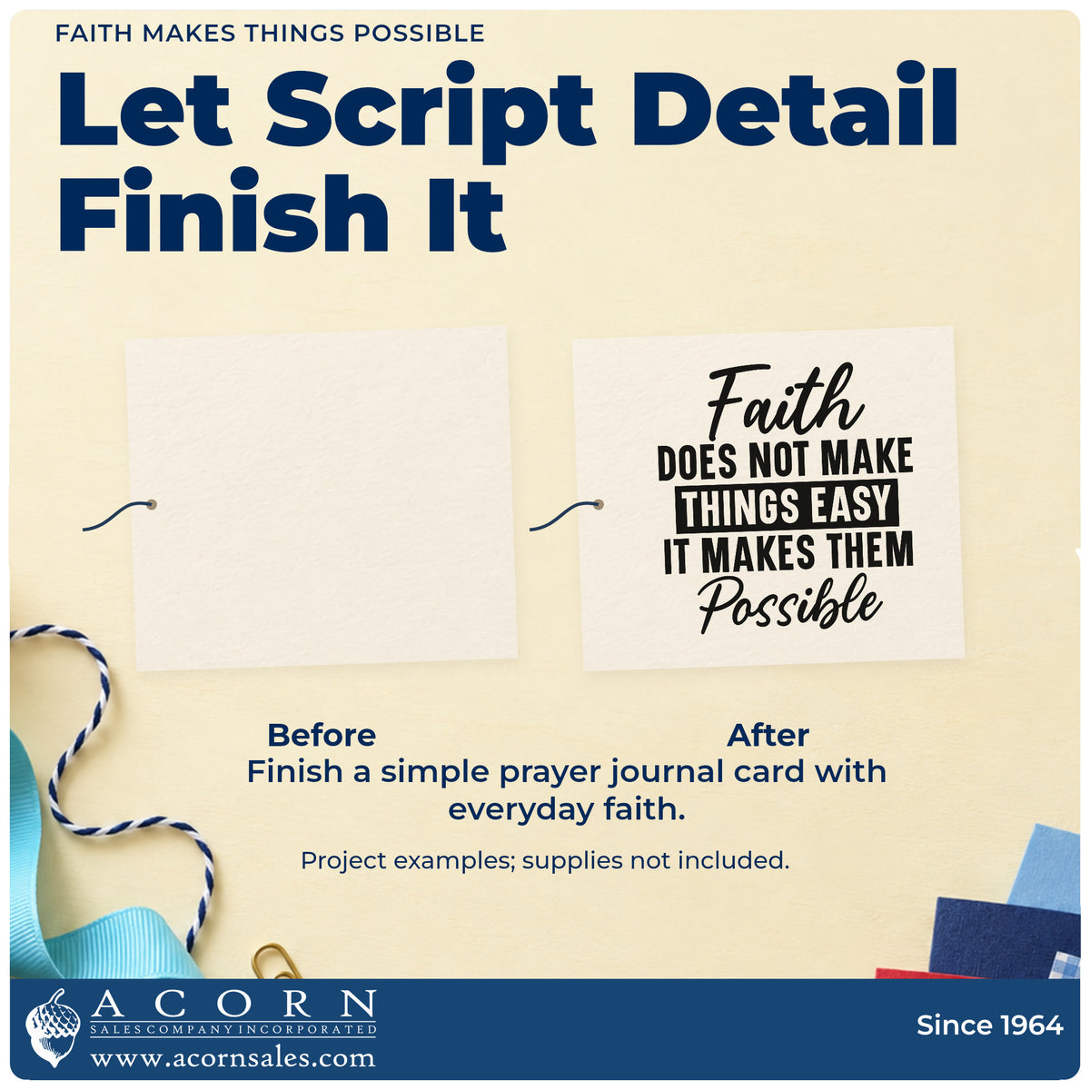 Before and after of a plain item finished with the Faith Does Not Make Things Easy, It Makes Them Possible Stamp – Duo Hand, a quick upgrade for athlete training logs.