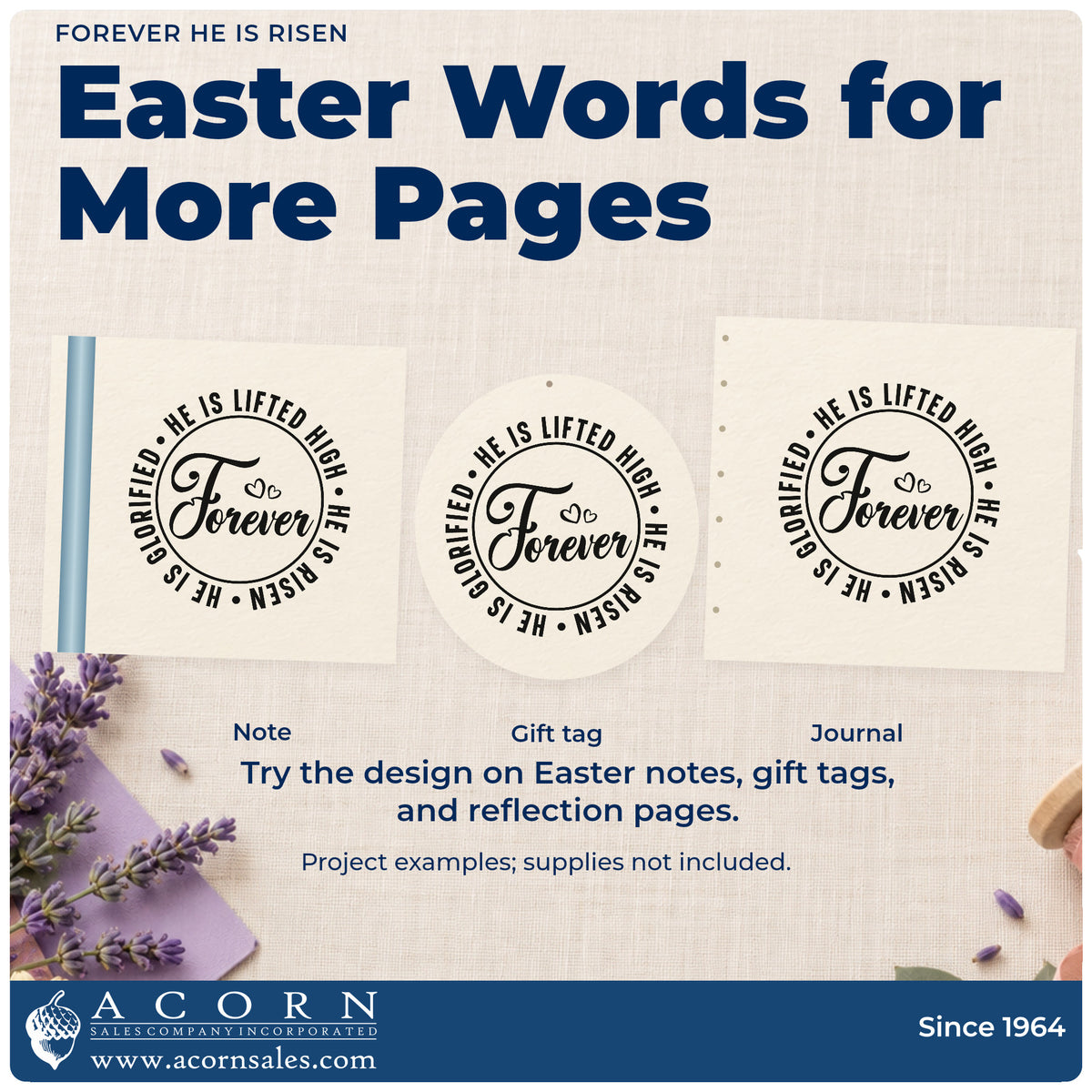 Three project examples made with the Forever He Is Risen With Hearts Craft Stamp – Self-Inking, including easter service pages.