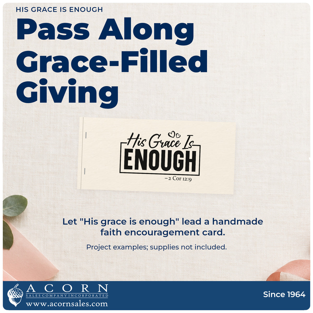 A finished handmade project stamped with the His Grace Is Enough With Hearts Stamp – Self-Inking, ideal for sobriety milestones.